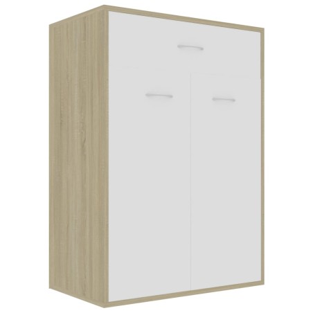 vidaXL Mueble zapatero de contrachapada blanco y roble 60x35x84 cm