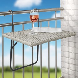HI Mesa de balcón plegable y superficie aspecto de mimbre gris 60x40cm