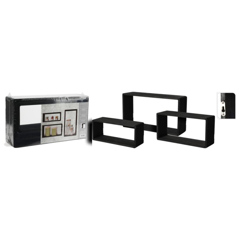 H&S Collection Juego de estantes de madera 3 piezas negro H&S Collection Juego de estantes de madera 3 piezas negro