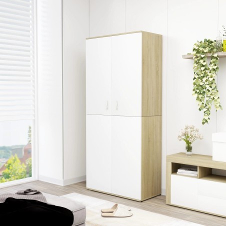 vidaXL Mueble zapatero contrachapada blanco y roble 80x39x178 cm