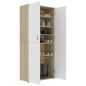 vidaXL Mueble zapatero contrachapada blanco y roble 80x39x178 cm vidaXL Mueble zapatero contrachapada blanco y roble 80x39x178 cm