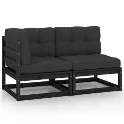 vidaXL Set de muebles de jardín 2 pzas con cojines madera pino negro