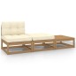 vidaXL Set de muebles de jardín 3 pzas cojines madera pino marrón miel vidaXL Set de muebles de jardín 3 pzas cojines madera pino marrón miel