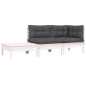 vidaXL Juego de muebles de jardín 3 pzas y cojines blanco madera pino vidaXL Juego de muebles de jardín 3 pzas y cojines blanco madera pino