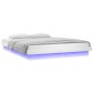 vidaXL Estructura de cama con LED madera maciza blanco 135x190 cm vidaXL Estructura de cama con LED madera maciza blanco 135x190 cm