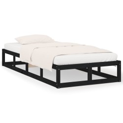 vidaXL Estructura de cama individual de madera maciza negra 90x190 cm