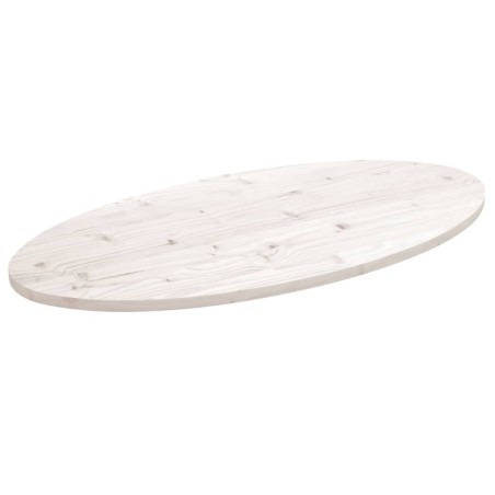 vidaXL Tablero de mesa ovalado madera maciza pino blanco 100x50x2,5 cm