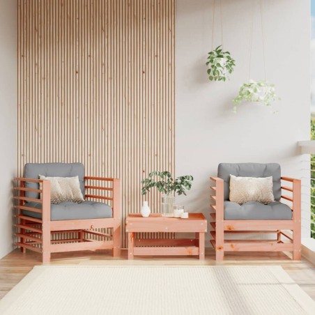 vidaXL Sillones de jardín y cojines 2 uds madera maciza abeto Douglas