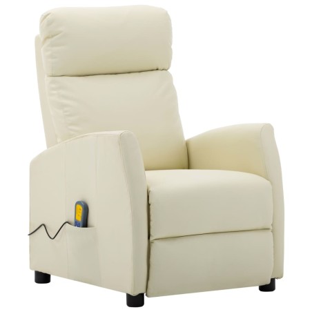 vidaXL Sillón de masaje de cuero sintético crema