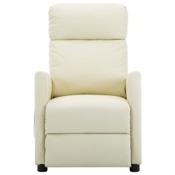 vidaXL Sillón de masaje de cuero sintético crema