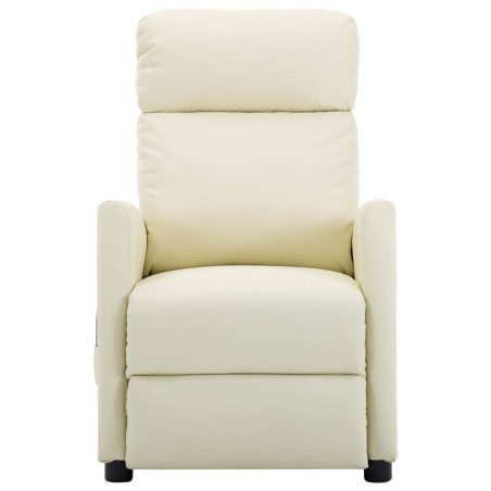 vidaXL Sillón de masaje de cuero sintético crema