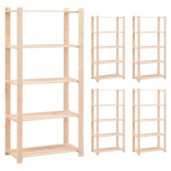 vidaXL Estantería 5 niveles 5 unidades madera pino maciza 250 kg 