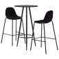 vidaXL Juego de mesa alta y taburetes 3 piezas tela negro vidaXL Juego de mesa alta y taburetes 3 piezas tela negro