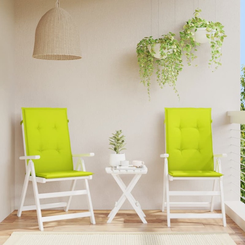 vidaXL Cojín silla de jardín respaldo alto 2 uds tela verde 120x50x3cm vidaXL Cojín silla de jardín respaldo alto 2 uds tela verde 120x50x3cm