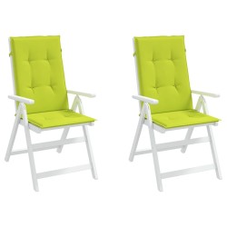 vidaXL Cojín silla de jardín respaldo alto 2 uds tela verde 120x50x3cm