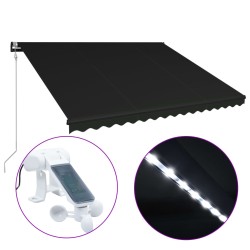 vidaXL Toldo retráctil LED y sensor de viento gris antracita 450x300cm
