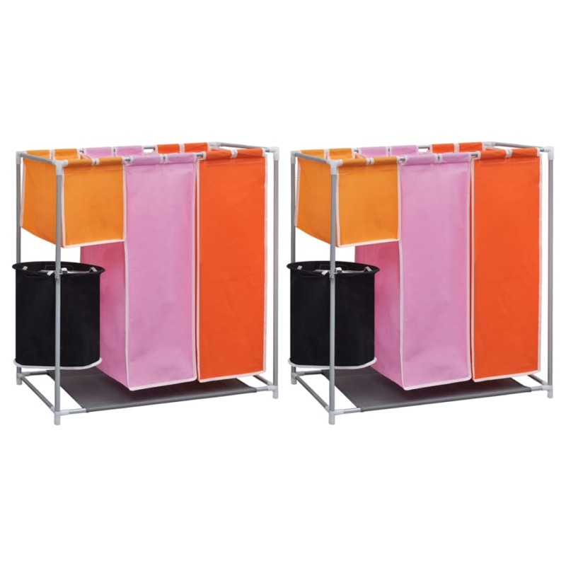 vidaXL Cesto de ropa sucia 2 unidades 3 secciones con cubo de lavado vidaXL Cesto de ropa sucia 2 unidades 3 secciones con cubo de lavado