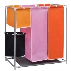 vidaXL Cesto de ropa sucia 2 unidades 3 secciones con cubo de lavado