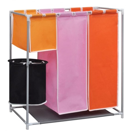 vidaXL Cesto de ropa sucia 2 unidades 3 secciones con cubo de lavado