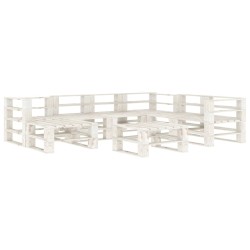 vidaXL Juego de muebles de palés para jardín 8 piezas madera blanco