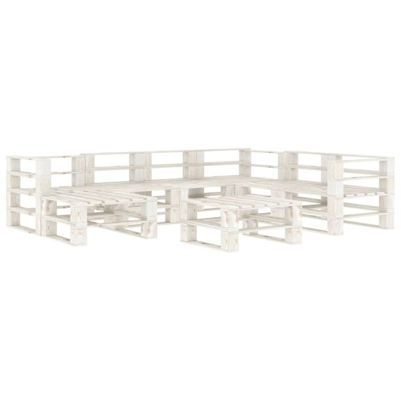 vidaXL Juego de muebles de palés para jardín 8 piezas madera blanco vidaXL Juego de muebles de palés para jardín 8 piezas madera blanco