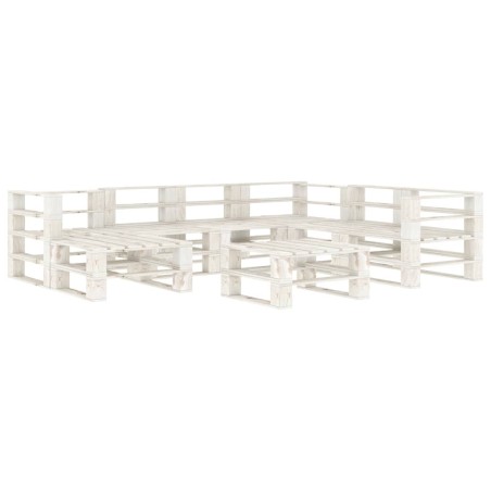 vidaXL Juego de muebles de palés para jardín 8 piezas madera blanco