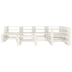 vidaXL Juego de muebles de palés para jardín 8 piezas madera blanco