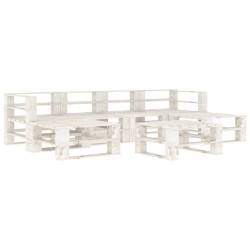 vidaXL Juego de muebles de palets para jardín 7 piezas madera blanco