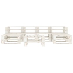 vidaXL Juego de muebles de palets para jardín 7 piezas madera blanco