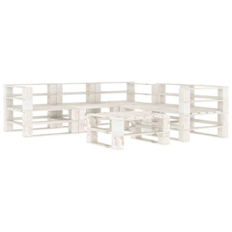 vidaXL Juego de muebles de palets para jardín 6 piezas madera blanco vidaXL Juego de muebles de palets para jardín 6 piezas madera blanco