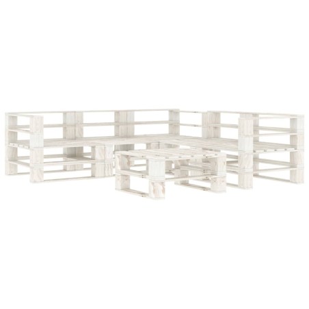 vidaXL Juego de muebles de palets para jardín 6 piezas madera blanco