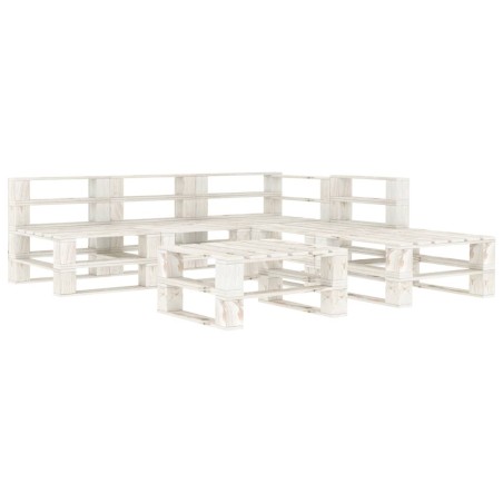vidaXL Juego de muebles de palets para jardín 6 piezas madera blanco