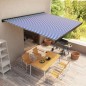 vidaXL Toldo de carrete motorizado azul y blanco 450x300 cm