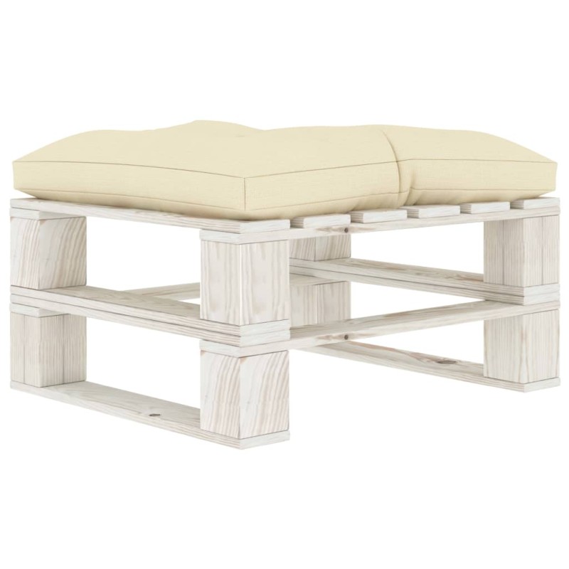 vidaXL Otomana de palets de jardín madera con cojín crema vidaXL Otomana de palets de jardín madera con cojín crema