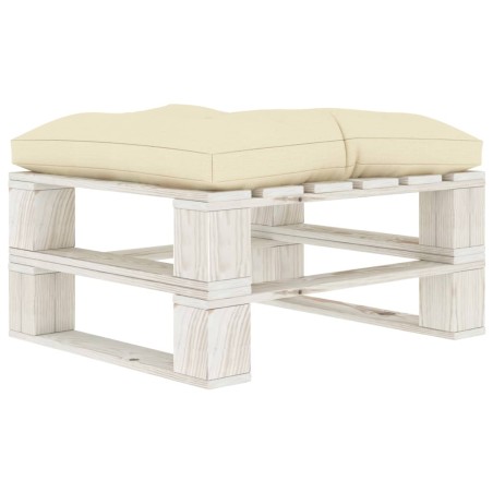 vidaXL Otomana de palets de jardín madera con cojín crema