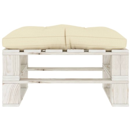 vidaXL Otomana de palets de jardín madera con cojín crema