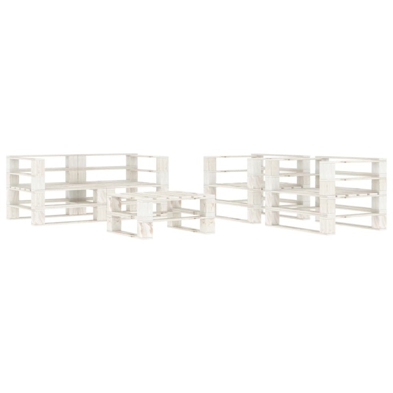 vidaXL Juego de muebles de palets para jardín 5 piezas madera blanco vidaXL Juego de muebles de palets para jardín 5 piezas madera blanco