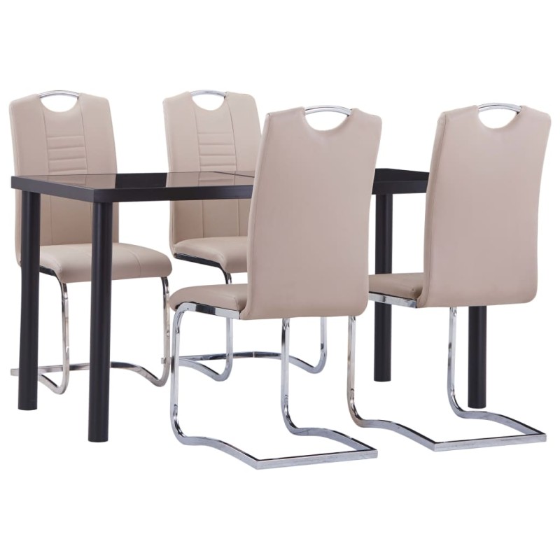 vidaXL Juego de comedor 5 piezas cuero sintético color capuchino