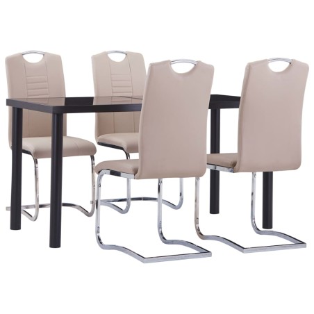 vidaXL Juego de comedor 5 piezas cuero sintético color capuchino