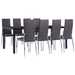 vidaXL Juego de comedor 9 piezas cuero sintético gris