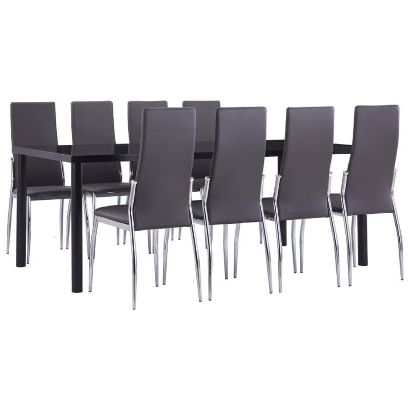 vidaXL Juego de comedor 9 piezas cuero sintético gris vidaXL Juego de comedor 9 piezas cuero sintético gris