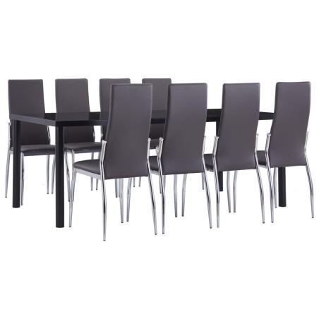 vidaXL Juego de comedor 9 piezas cuero sintético gris