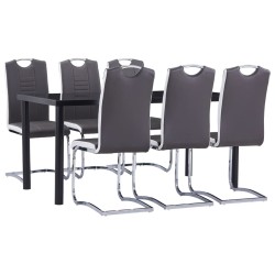 vidaXL Juego de comedor 7 piezas cuero sintético gris