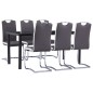 vidaXL Juego de comedor 7 piezas cuero sintético gris vidaXL Juego de comedor 7 piezas cuero sintético gris