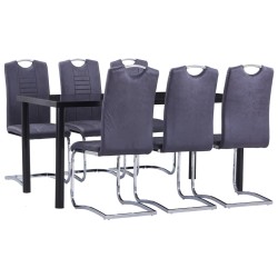 vidaXL Juego de comedor 7 piezas piel de ante artificial gris