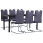 vidaXL Juego de comedor 7 piezas piel de ante artificial gris
