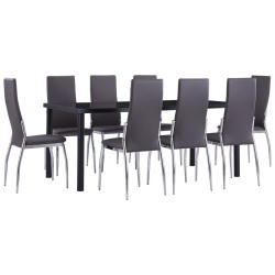 vidaXL Juego de comedor 9 piezas cuero sintético gris