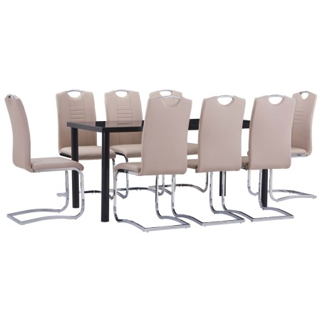 vidaXL Juego de comedor 9 piezas cuero sintético color capuchino