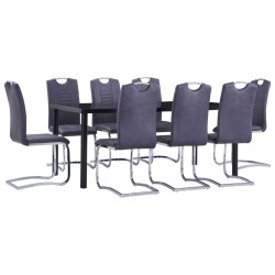 vidaXL Juego de comedor 9 piezas piel de ante artificial gris