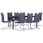 vidaXL Juego de comedor 9 piezas piel de ante artificial gris